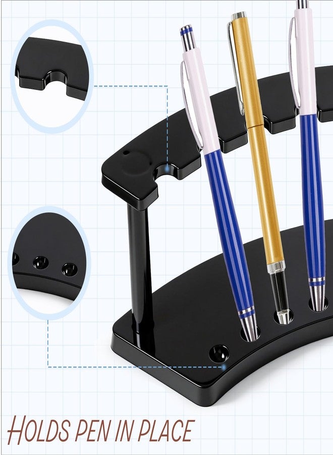 Xelsluthe 2 Pieces Pen Display Stand, Fountain Pen Holder, 6-Slot Pens Display Rack Organizer for Makeup Brush, Eyebrow Pencil, Office, Home, And Store, Black - Image 3