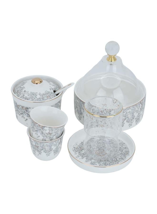 Alsaif Glass Tea Serving Set Pattern 29 Pieces White - Image 2