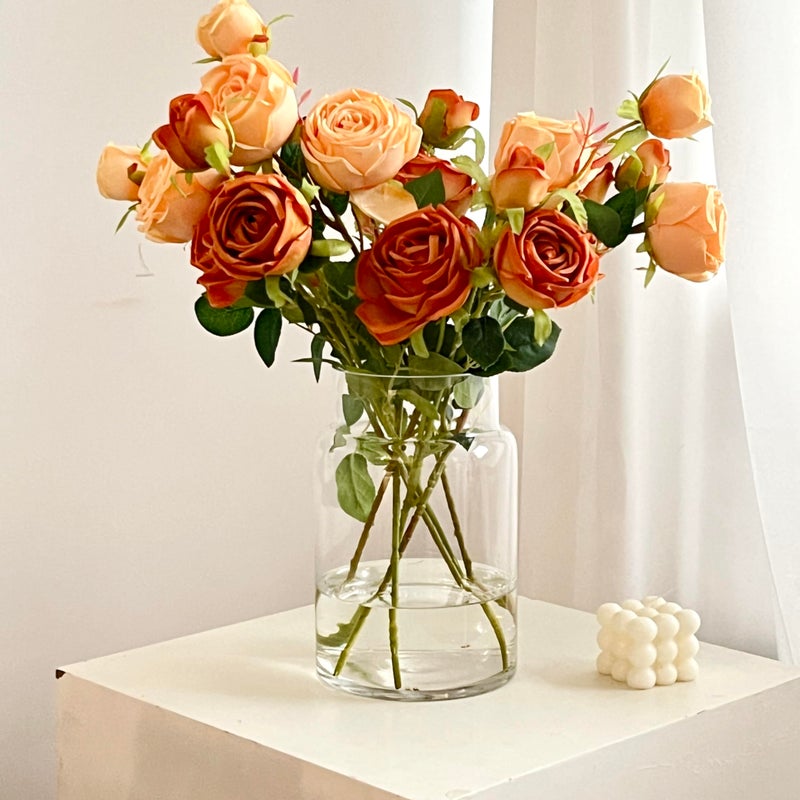 BLOFLO STU BLOFLO Clear Glass Vase, 9 Inch Large Glass Vase for Flowers, Modern Thick Glass Flower Vases for Centerpieces, Decorative Glass Cylinder Hydroponic Vase for Wedding, Home, Office (Clear, 9Inch) - Image 1