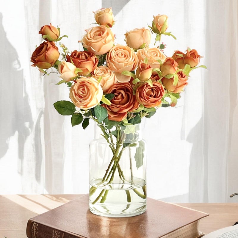 BLOFLO STU BLOFLO Clear Glass Vase, 9 Inch Large Glass Vase for Flowers, Modern Thick Glass Flower Vases for Centerpieces, Decorative Glass Cylinder Hydroponic Vase for Wedding, Home, Office (Clear, 9Inch) - Image 5