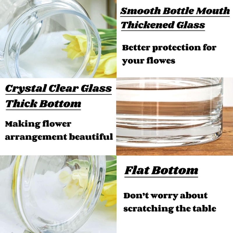 BLOFLO STU BLOFLO Clear Glass Vase, 9 Inch Large Glass Vase for Flowers, Modern Thick Glass Flower Vases for Centerpieces, Decorative Glass Cylinder Hydroponic Vase for Wedding, Home, Office (Clear, 9Inch) - Image 3