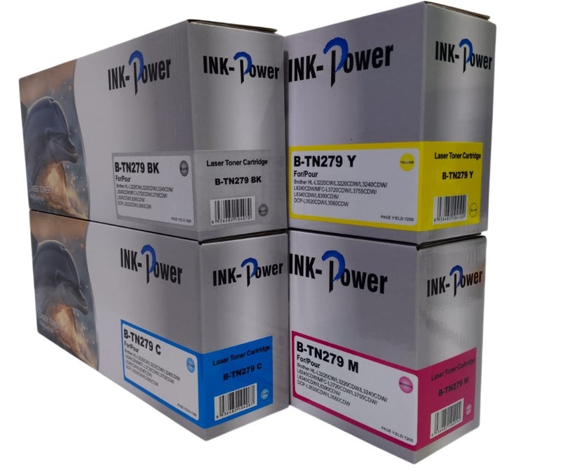 اينك باور خرطوشة حبر TN279 TN-279 لطابعات Brother HLL3220CDW L3240CDW L8240CDW MFC-L8340CDW L8390CDW. أربعة ألوان: أسود، سماوي، أصفر، أرجواني. - Image 2