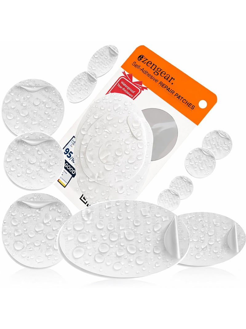 aZengear Repair Patches - Waterproof, Self-Adhesive, Tear-Cold-Heat-Resistant Polyester Fabric to Fix Down Jacket, Puffer, Snowsuit, Shoe, Tent, PVC, Clothing, Upholstery (Transparent) - Image 1