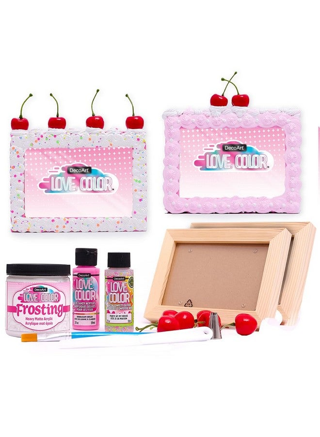 DecoArt Love, Color Frosted Frames Craft Kit: Create 2 Frames - Everything Included to Make Two Faux Bake Projects - Great Craft Project, Makes Great Gift - Image 1