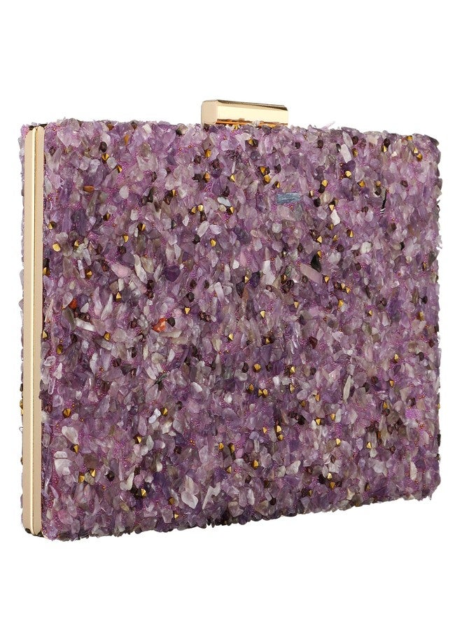 Simcat Acrylic Handbags for Women Perspex Geometric Evening Clutch Bag Elegant Purses Box Crossbody Bag for Wedding Banquet Prom (Purple) One Size, Purple, One size - Image 1