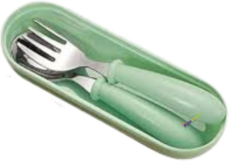BrainGiggles Kids Cutlery Set with Case, Round Edge Stainless Steel, BPA Free Spoon & Fork, Hygienic 304 Stainless Steel for School, Picnic, Outing (Pack of 3, Blue Pink & Green) - Image 4