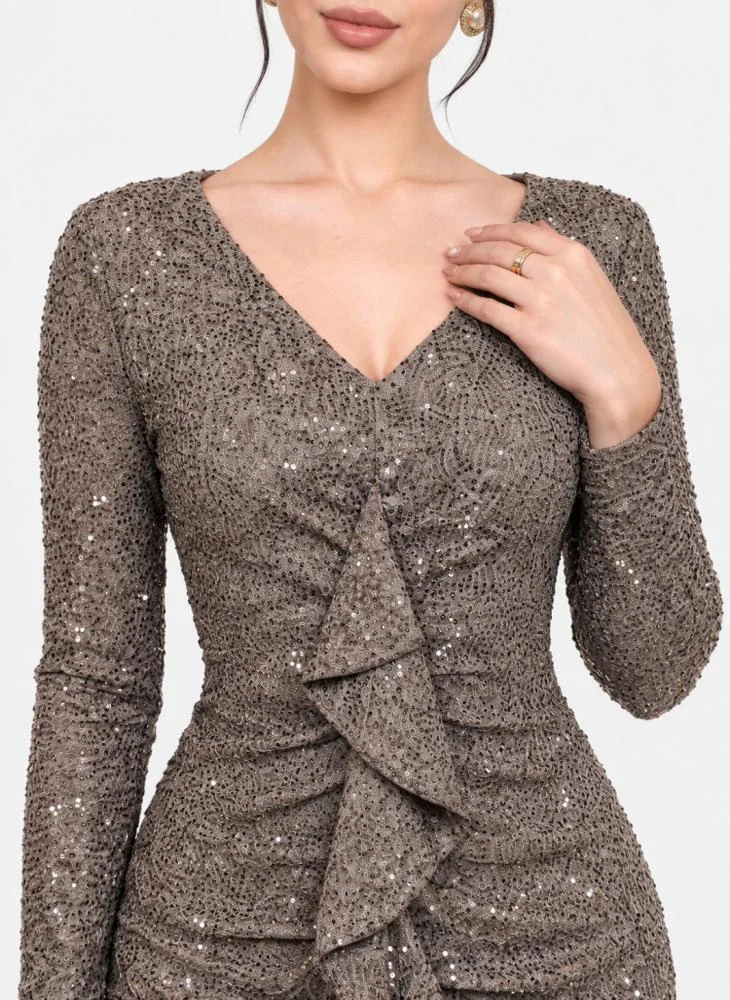 Opera Fashion Sequin-Embellished Stretch Evening Gown