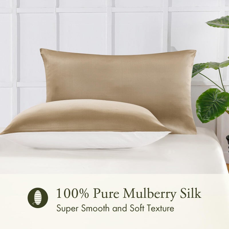 LILYSILK Silk Pillowcase for Hair and Skin 19mm Silk Bed Pillow Case with Cotton Underside Queen 20X30 Inch Taupe 1pc - Image 2