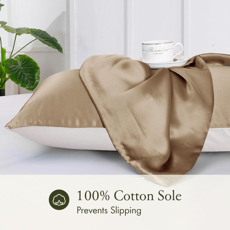 LILYSILK Silk Pillowcase for Hair and Skin 19mm Silk Bed Pillow Case with Cotton Underside Queen 20X30 Inch Taupe 1pc - Image 3