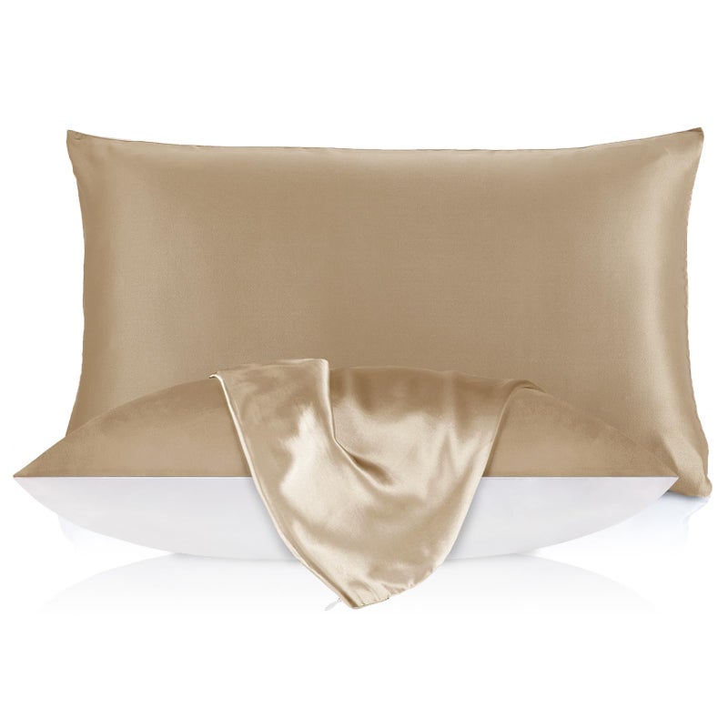 LILYSILK Silk Pillowcase for Hair and Skin 19mm Silk Bed Pillow Case with Cotton Underside Queen 20X30 Inch Taupe 1pc - Image 1