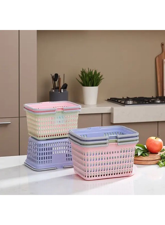 Purple Small Hanging Plastic Storage Basket for Laundry Kitchen Bathroom Durable Versatile Organizer with Ventilation Holes for Picnics Home Organization - Image 1