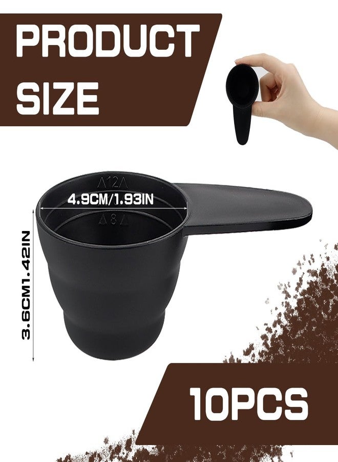 LCJAOF 10Pcs 1/4 Cup Scoop - Korean Short Handle Measuring Spoons, Scale Design Coffee Measure Spoon, Food-Grade Plastic Scoop for Dry & Liquid Ingredients (Black) - Image 2