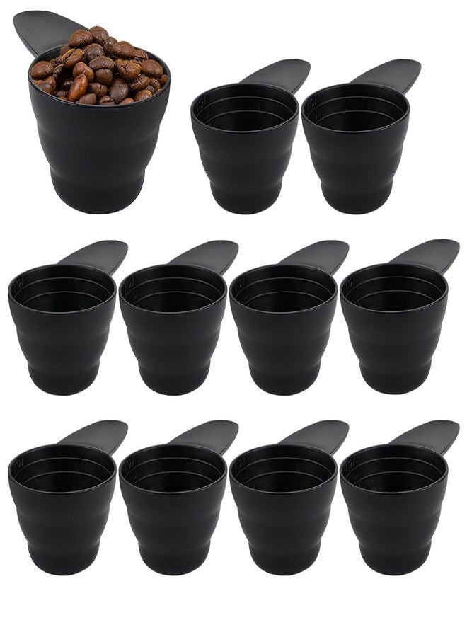 LCJAOF 10Pcs 1/4 Cup Scoop - Korean Short Handle Measuring Spoons, Scale Design Coffee Measure Spoon, Food-Grade Plastic Scoop for Dry & Liquid Ingredients (Black) - Image 1
