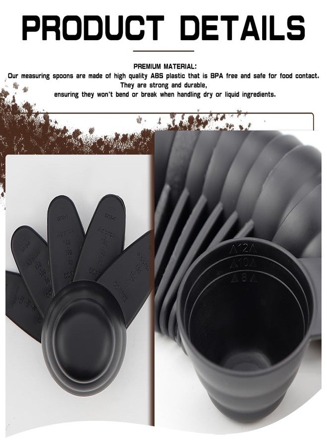 LCJAOF 10Pcs 1/4 Cup Scoop - Korean Short Handle Measuring Spoons, Scale Design Coffee Measure Spoon, Food-Grade Plastic Scoop for Dry & Liquid Ingredients (Black) - Image 3