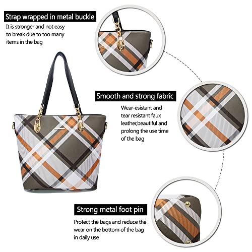 2E-youth Purses And Handbags For Women Satchel Shoulder Bag Top Handle Tote Bag Hobo Purses Set (2C-gezi6-brown) - Image 5