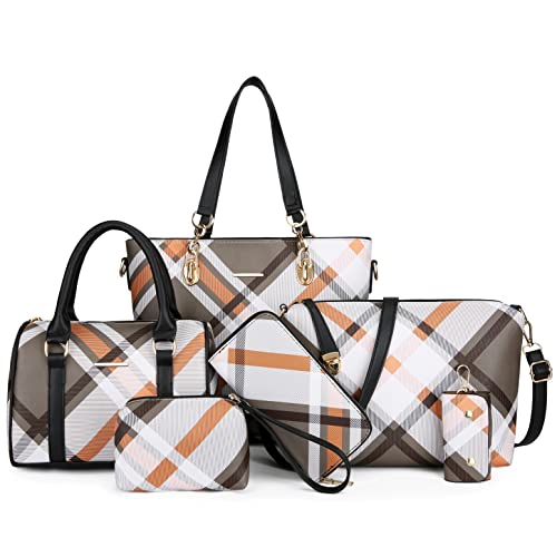 2E-youth Purses And Handbags For Women Satchel Shoulder Bag Top Handle Tote Bag Hobo Purses Set (2C-gezi6-brown) - Image 1