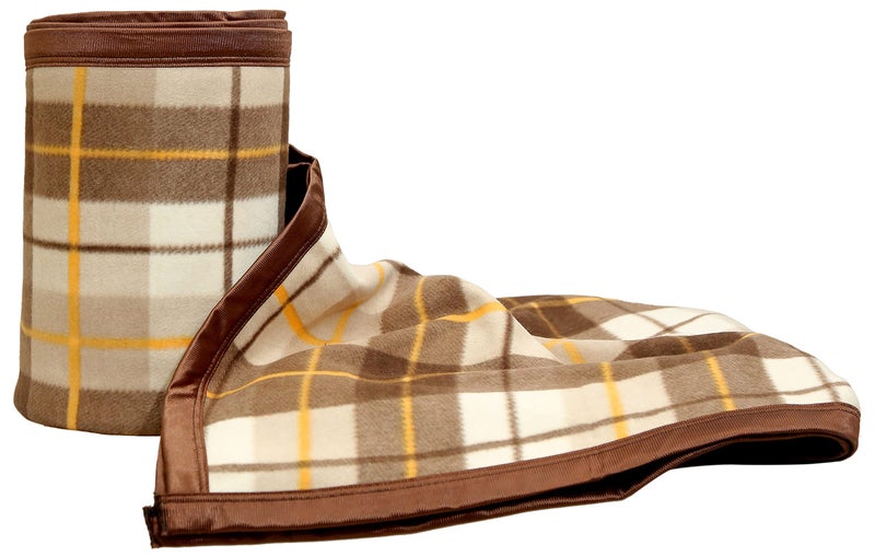 Goyal's ® Check Fleece AC Blanket (Microfibre, Multicolor, Size- 60x90 in) - Brown & Off White - Image 5