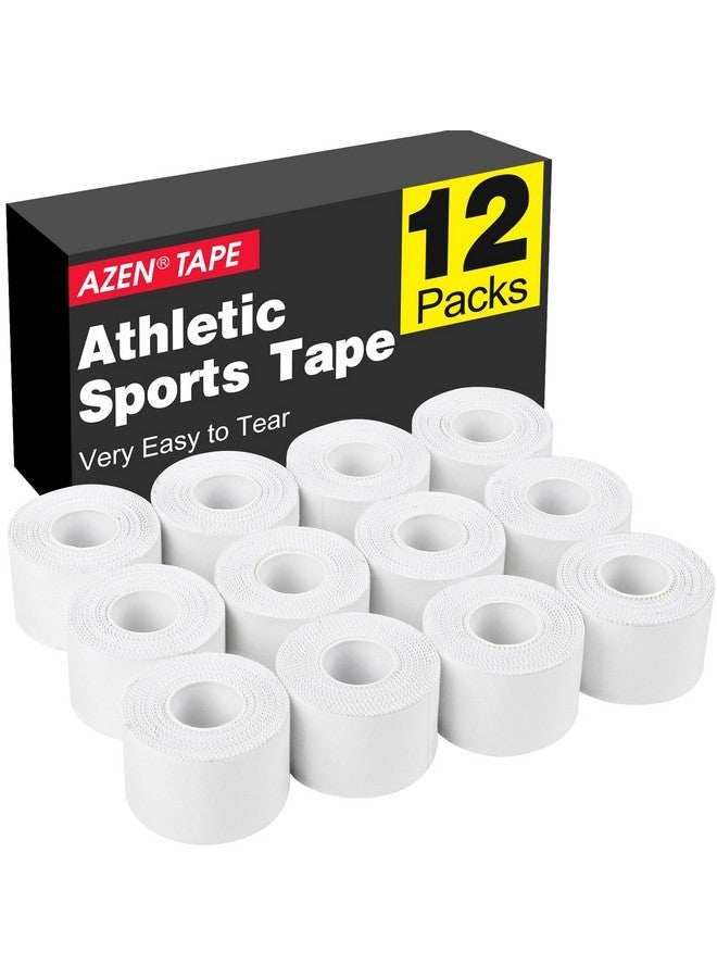 AZEN 12 Pack Athletic Sports Tape, Athletic & Medical Trainers & First Aid Tape for Injuries, Wrist Ankle Finger Tape, Easy to Tear & No Sticky Residue, 1.5 in X 10 Yards (White) - Image 1