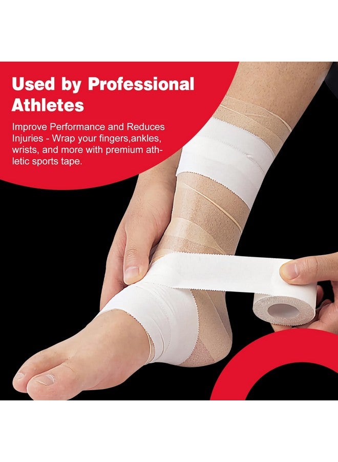 AZEN 12 Pack Athletic Sports Tape, Athletic & Medical Trainers & First Aid Tape for Injuries, Wrist Ankle Finger Tape, Easy to Tear & No Sticky Residue, 1.5 in X 10 Yards (White) - Image 4