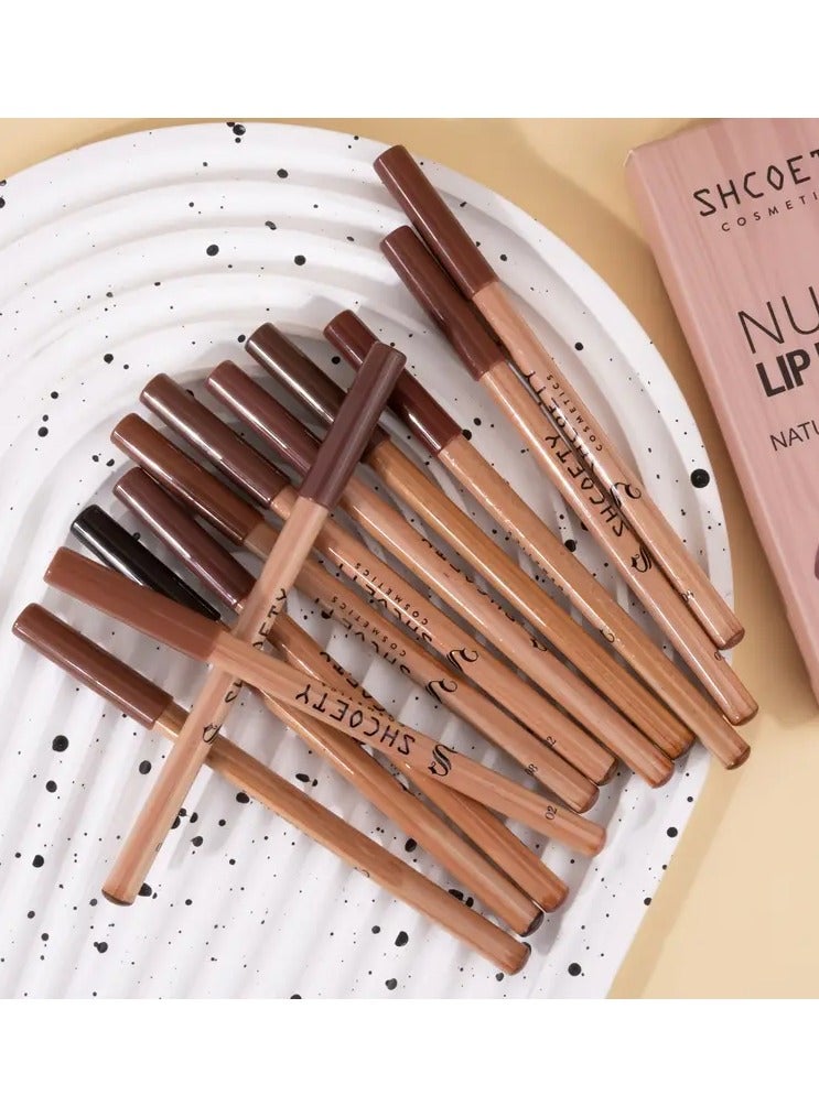 SHCOETY 12pcs Matte Lip Liner Set - Long-Lasting, Non-Stick Cup, Versatile Shades for All Skin Types - Image 1