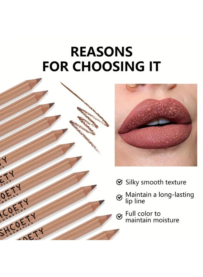 SHCOETY 12pcs Matte Lip Liner Set - Long-Lasting, Non-Stick Cup, Versatile Shades for All Skin Types - Image 2
