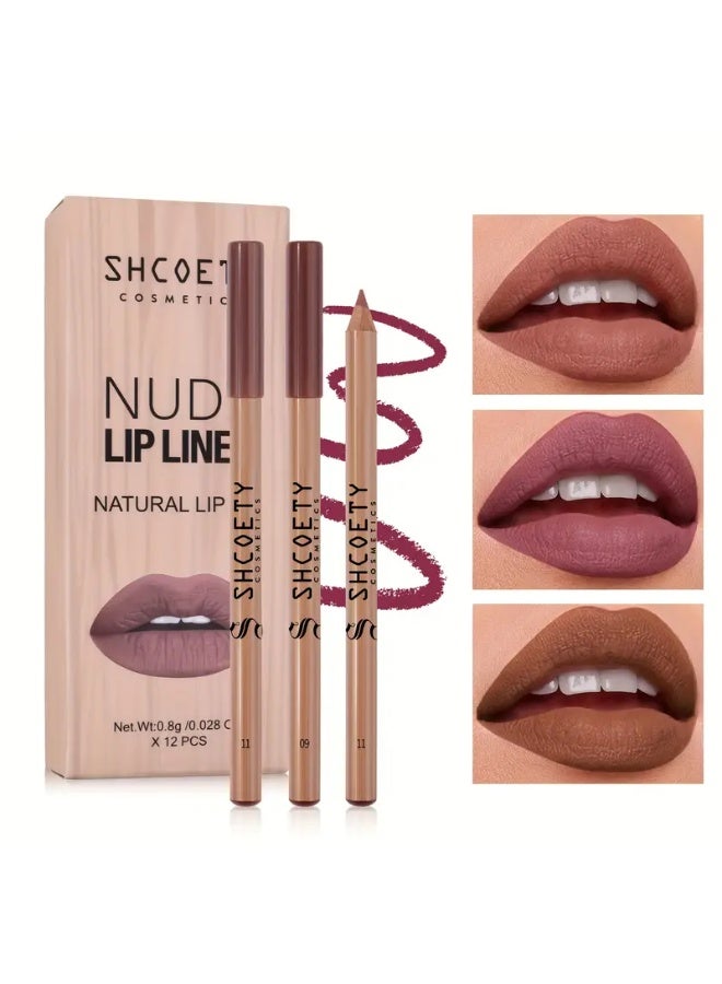 SHCOETY 12pcs Matte Lip Liner Set - Long-Lasting, Non-Stick Cup, Versatile Shades for All Skin Types - Image 3