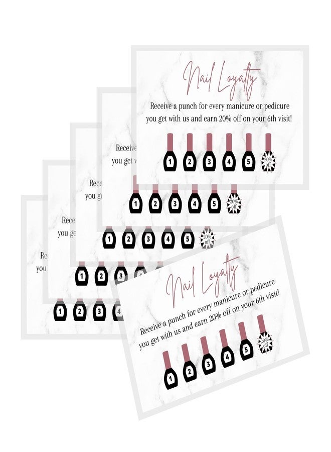 Lashicorn Manicure & Pedicure Loyalty Reward Card | 50 Pack | Physical Printed 2x3.5" inch Business Card Size | Nail Salon Loyalty Card | Marble and Mauve Design - Image 4
