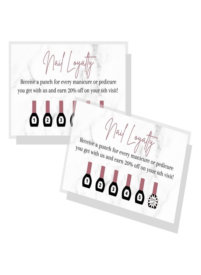 Lashicorn Manicure & Pedicure Loyalty Reward Card | 50 Pack | Physical Printed 2x3.5" inch Business Card Size | Nail Salon Loyalty Card | Marble and Mauve Design - Image 1