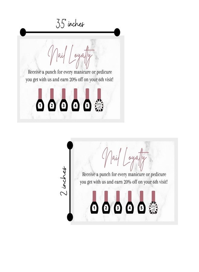 Lashicorn Manicure & Pedicure Loyalty Reward Card | 50 Pack | Physical Printed 2x3.5" inch Business Card Size | Nail Salon Loyalty Card | Marble and Mauve Design - Image 2