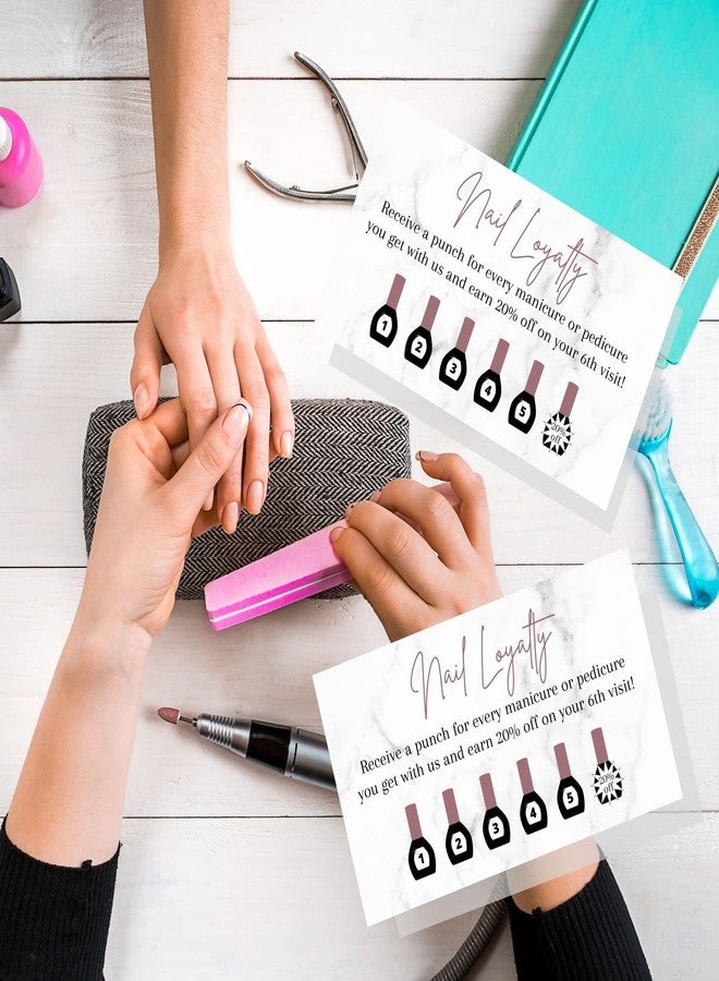 Lashicorn Manicure & Pedicure Loyalty Reward Card | 50 Pack | Physical Printed 2x3.5" inch Business Card Size | Nail Salon Loyalty Card | Marble and Mauve Design - Image 5
