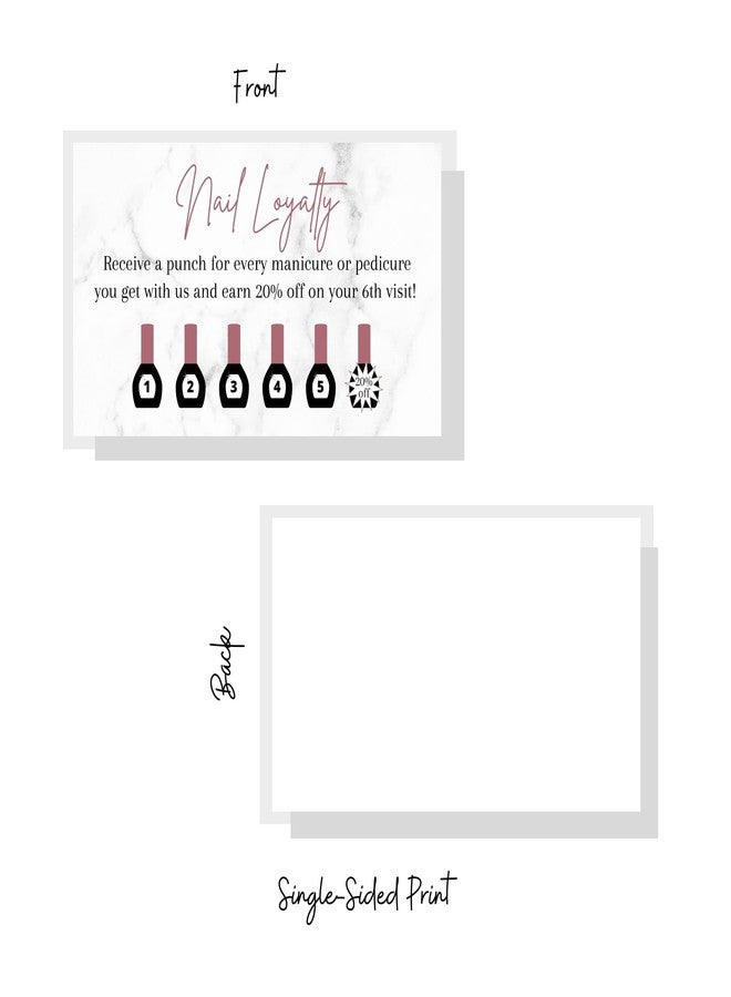 Lashicorn Manicure & Pedicure Loyalty Reward Card | 50 Pack | Physical Printed 2x3.5" inch Business Card Size | Nail Salon Loyalty Card | Marble and Mauve Design - Image 3