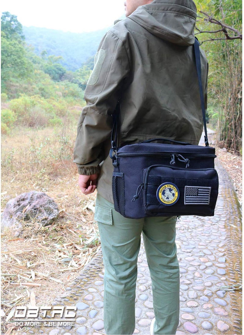 DBTAC Tactical Lunch Bag for Men Women, 12 Cans Insulated Lunch Box for Adult | 9L Leakproof Lunch Cooler Tote for Work Office Outdoor Travel | Soft Easy To Clean Liner x2, Black - Image 2