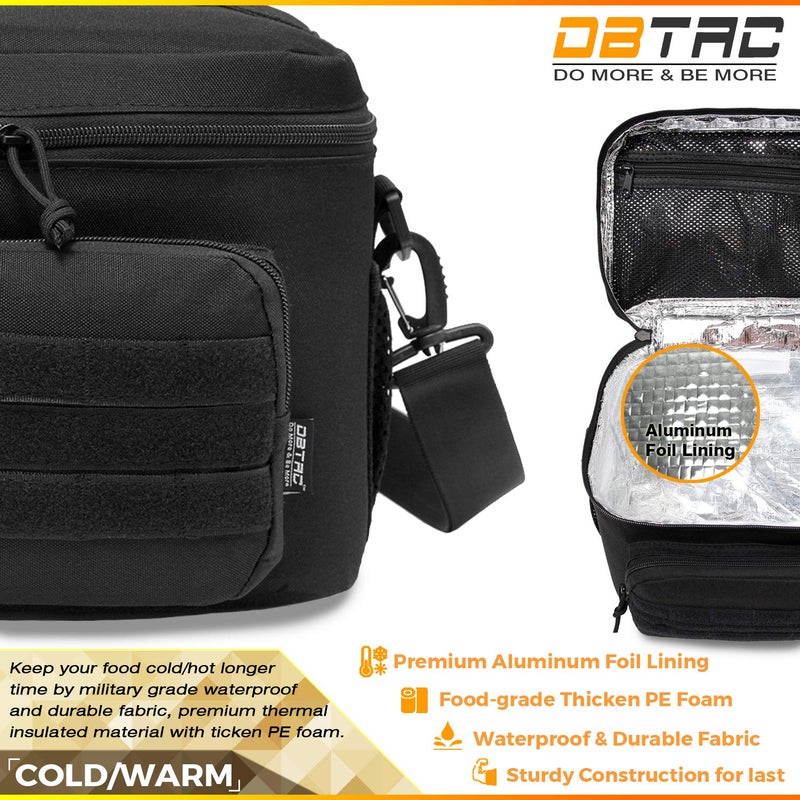DBTAC Tactical Lunch Bag for Men Women, 12 Cans Insulated Lunch Box for Adult | 9L Leakproof Lunch Cooler Tote for Work Office Outdoor Travel | Soft Easy To Clean Liner x2, Black - Image 5