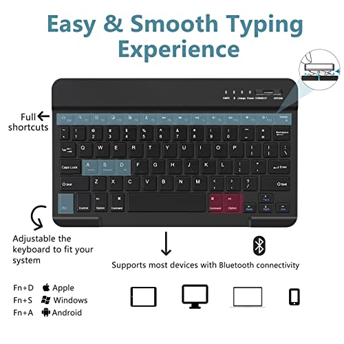 MMK iPad A16 Case (2025, 11"), iPad 10th Generation Case with Keyboard (2022, 10.9"), Wireless Detachable Keyboard, Pencil Holder (Black) - Image 5