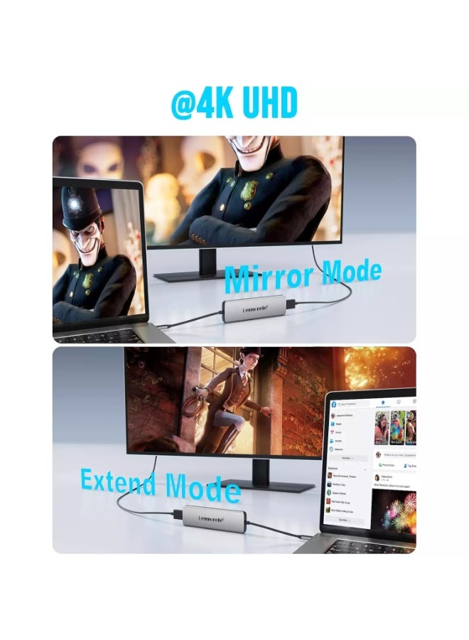 ليموريلي محول متعدد المنافذ 8 في 1 بمنفذ USB-C، مزود بمنفذ HDMI بدقة 4K، وتقنية توصيل طاقة بقدرة 100 واط، ومنفذ USB 3.0 بسرعة 5 جيجابت في الثانية، وقارئ بطاقات SD/TF، ​​متوافق مع MacBook Pro وXPS وChromebook وغيرها. - Image 5