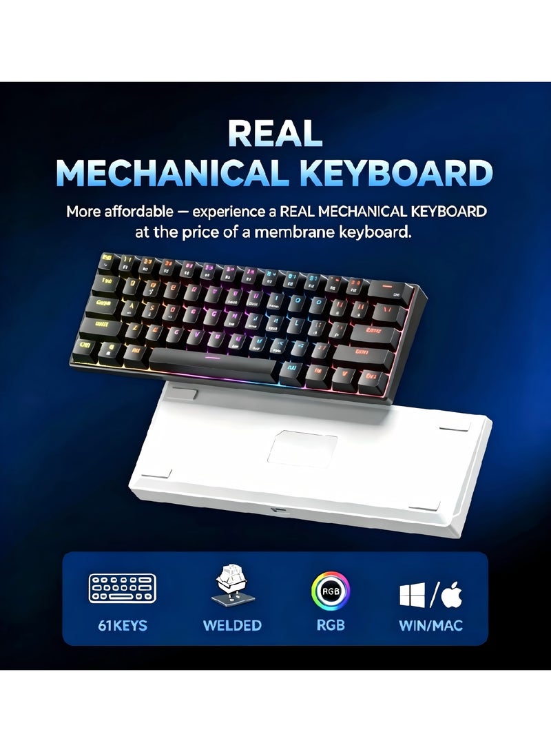 مكعب غاضب لوحة مفاتيح الألعاب السلكية A61K، مزودة بمفاتيح ميكانيكية وإضاءة RGB، تحتوي على 61 مفتاحًا، متوافقة مع أنظمة Windows وMac. - Image 5