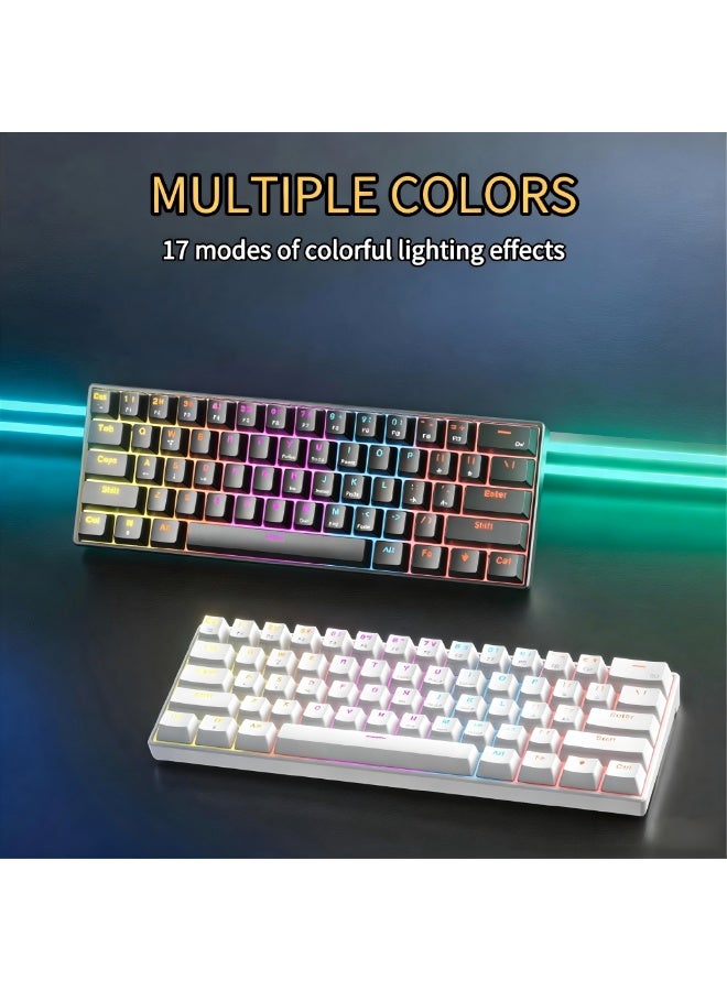 مكعب غاضب لوحة مفاتيح الألعاب السلكية A61K، مزودة بمفاتيح ميكانيكية وإضاءة RGB، تحتوي على 61 مفتاحًا، متوافقة مع أنظمة Windows وMac. - Image 3