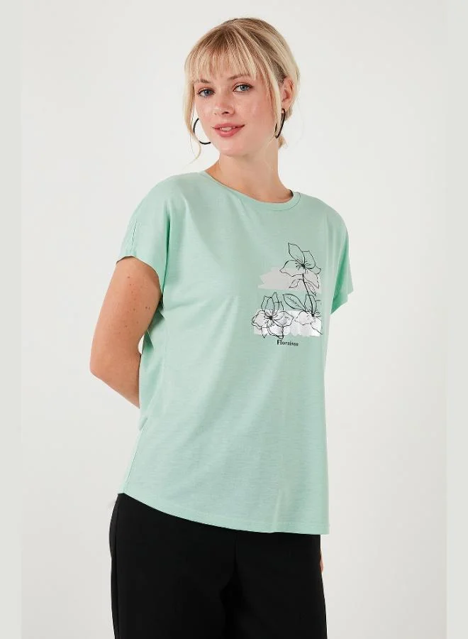 Lela Lela Printed Crew Neck Regular Fit T-Shirt Women's T-Shirt 6671005