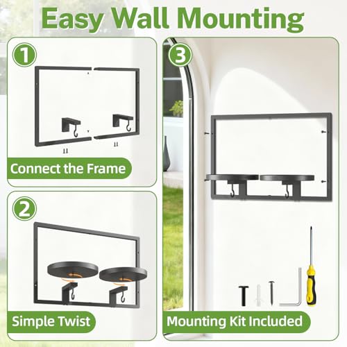 iDavosic.ly Wall Plant Picture Frame Holder with 2 Trays for Indoor, Metal Stand with Hanging Hooks, Floating Flower Display Decor, Space Saving & Easy to Assemble (Pots/Chains/Plants Not Included) - Image 5
