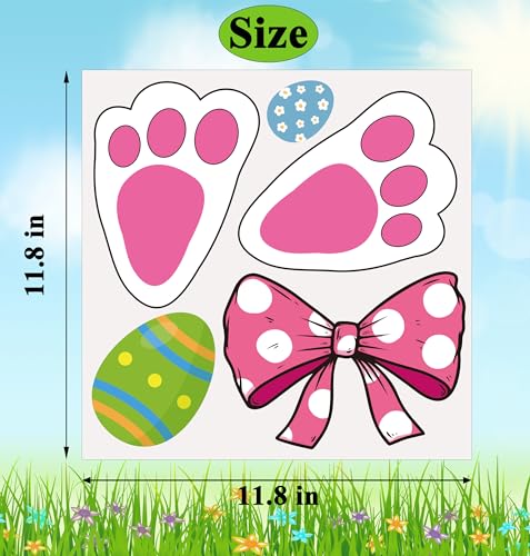 CYNOSA Easter Bunny Door Stickers Easter Door Decor Large Bunny Face Stickers with Eggs Decals for Spring Door Window Refrigerator Decorations - Image 4
