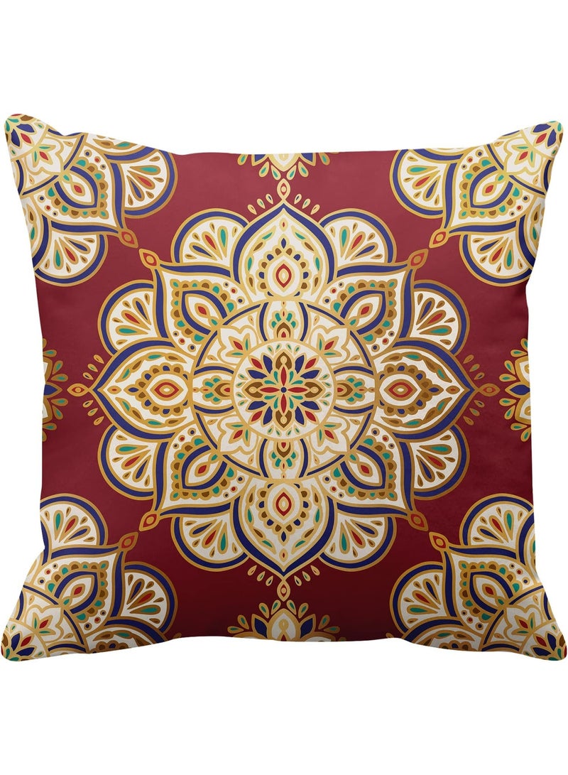 SHAOZHEN Throw Pillow Covers, Red Mandala Ethnic Flower Home Decor Set of 4 Pillow Cases, 18 X 18 inches Sofa Cushion Couch Sofa Pillowcases Decorative - Image 3