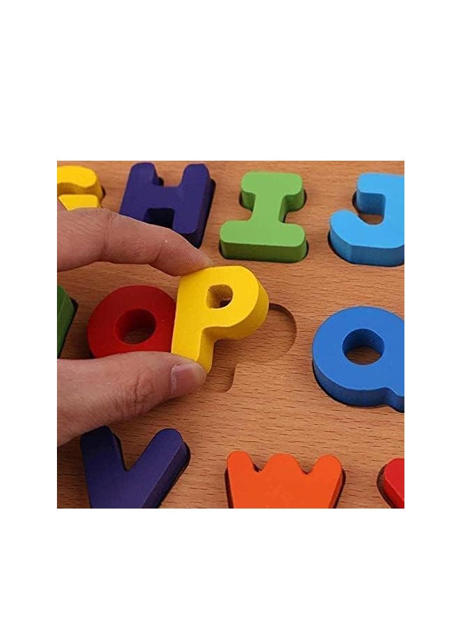 null - Generic ABC wooden Puzzle Letters Plates Education toys for kids by Play2Learn-multi size (Capital letters) - Image 1