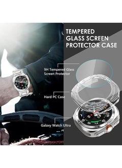O Ozone Pack of 2 Compatible with Samsung Galaxy Watch Ultra Case 47mm, Hard Bumper Case with Built-in Tempered Glass HD Full Protective Cover for Galaxy Watch 7 Ultra Accessories for Men Women - Clear  - Image 3