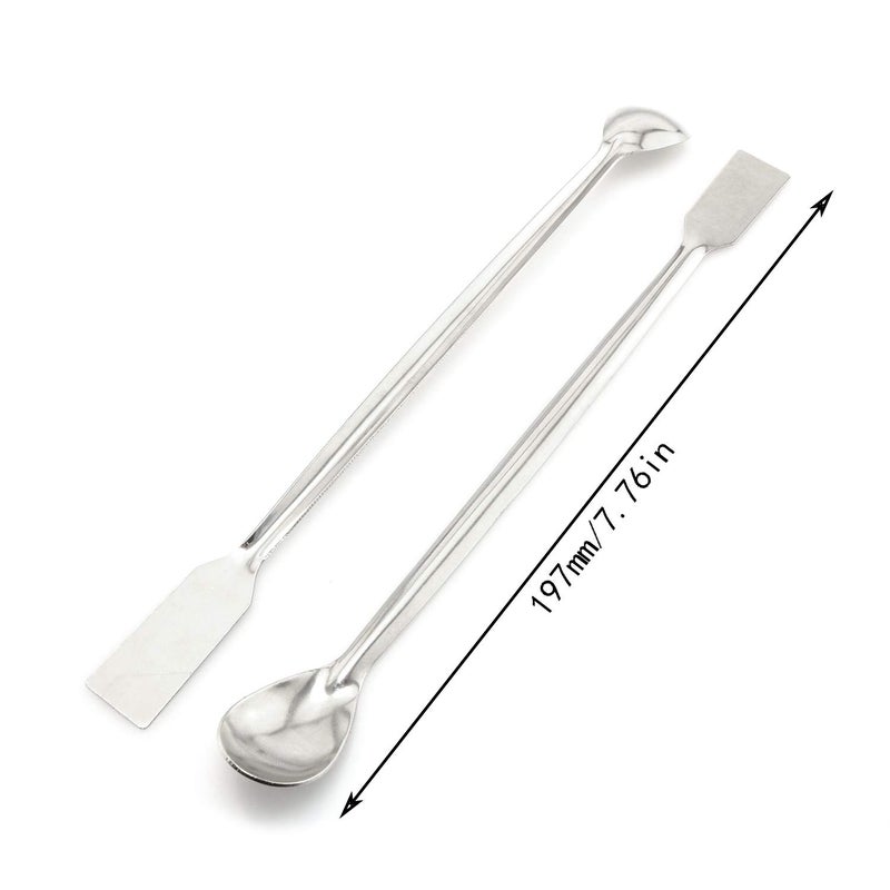 Maxmoral 3PCS Laboratory Spoon Spatula 2 in 1 Stainless Steel Lab Mixing Double End Reagent Sampling Spoon Spatula Tool 20cm - Image 1
