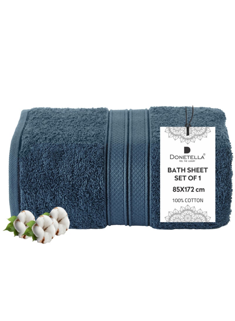 Donetella Premium 100 % Combed Cotton 1-Pcs Bath Sheet (85 X 172 CM) 600 GSM Large Towel, Highly Absorbent, Quick Dry,Best Towel for Bathroom, Spa And Hotel - Image 1