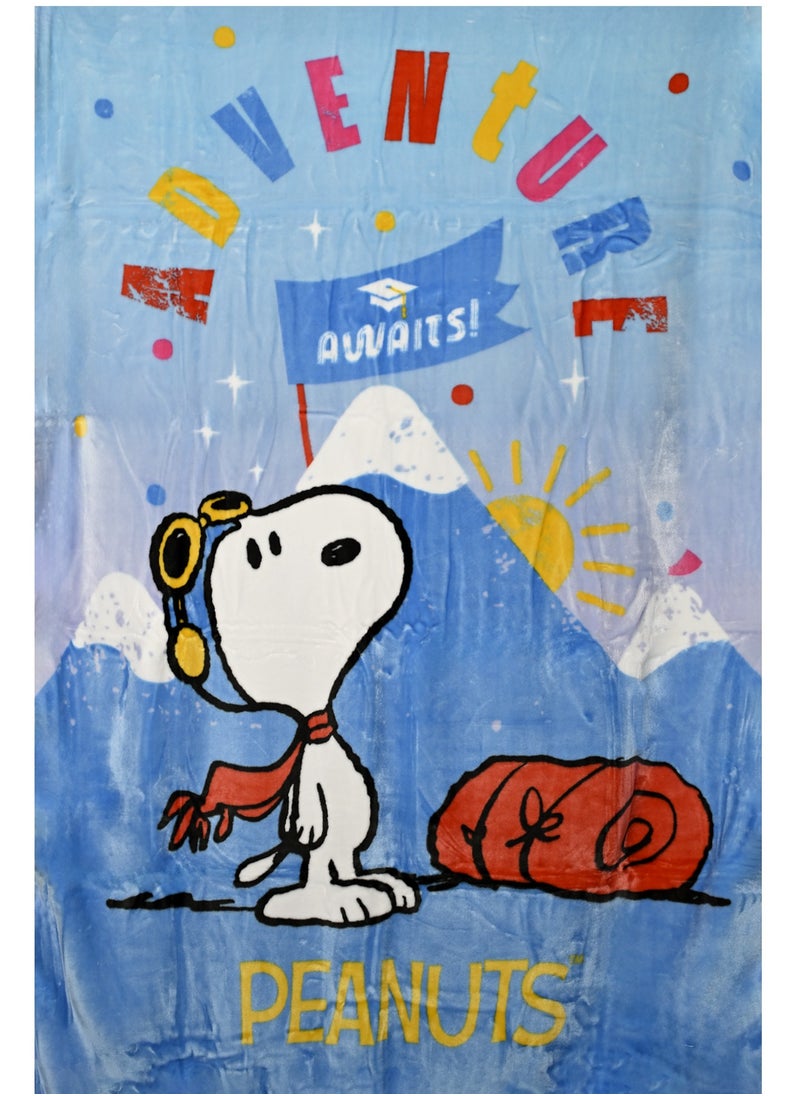 Peanuts Raschel Blanket – 100% Polyester – Ultra-Soft, Lightweight, And Durable – Blue