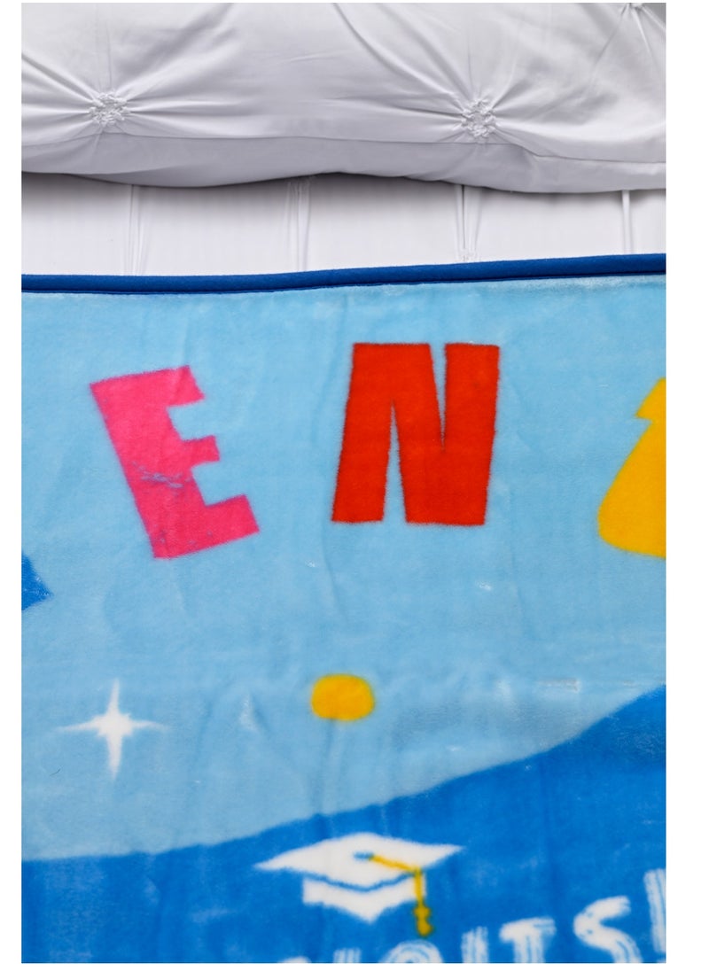 Peanuts Raschel Blanket – 100% Polyester – Ultra-Soft, Lightweight, And Durable – Blue
