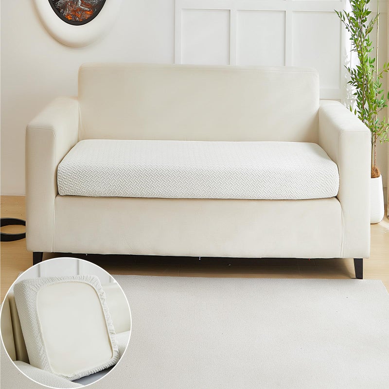 Yoovat Couch Cushion Covers for Sofa Couch Covers WearResistant Universal Sofa Cover Washable Stretch for Sectional Slipcovers TextureCream WhiteLarge Double Seat Cover
