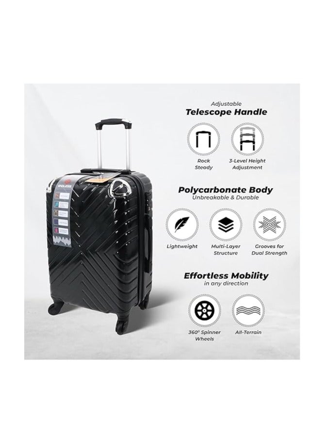 بلا نهاية مجموعة من عربتي أمتعة - 55 سم (المقصورة) و75 سم (تسجيل الدخول) حقيبة ذات جوانب صلبة مع قفل TSA مدمج وعجلات دوارة | بولي كربونات + ABS | حمل الأمتعة - Image 2