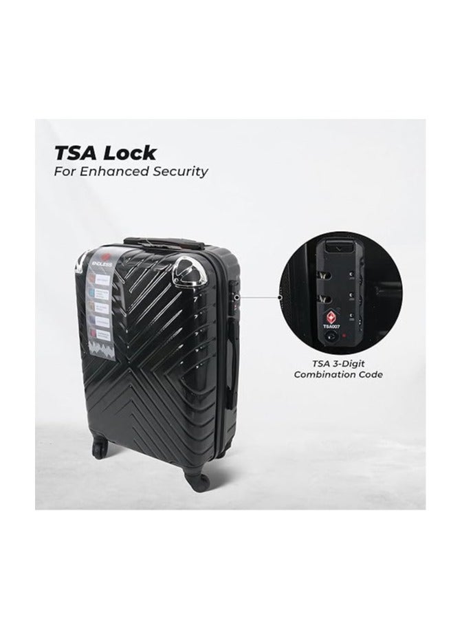 بلا نهاية مجموعة من عربتي أمتعة - 55 سم (المقصورة) و75 سم (تسجيل الدخول) حقيبة ذات جوانب صلبة مع قفل TSA مدمج وعجلات دوارة | بولي كربونات + ABS | حمل الأمتعة - Image 5